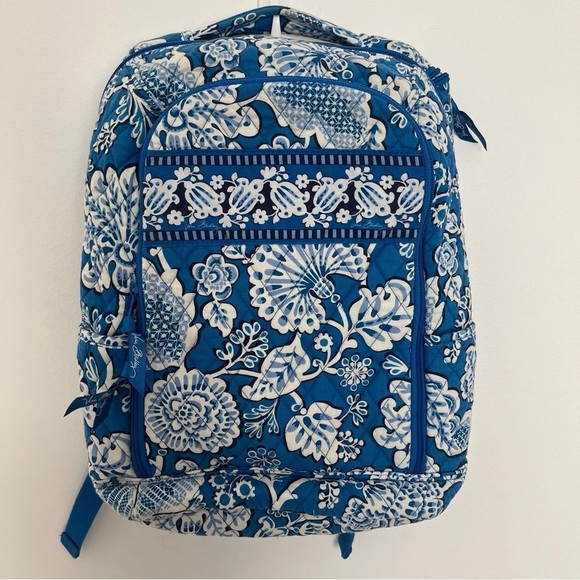 Vera Bradley Blue Paisley Backpack White School Adult Teen College Laptop Pocket main image 9